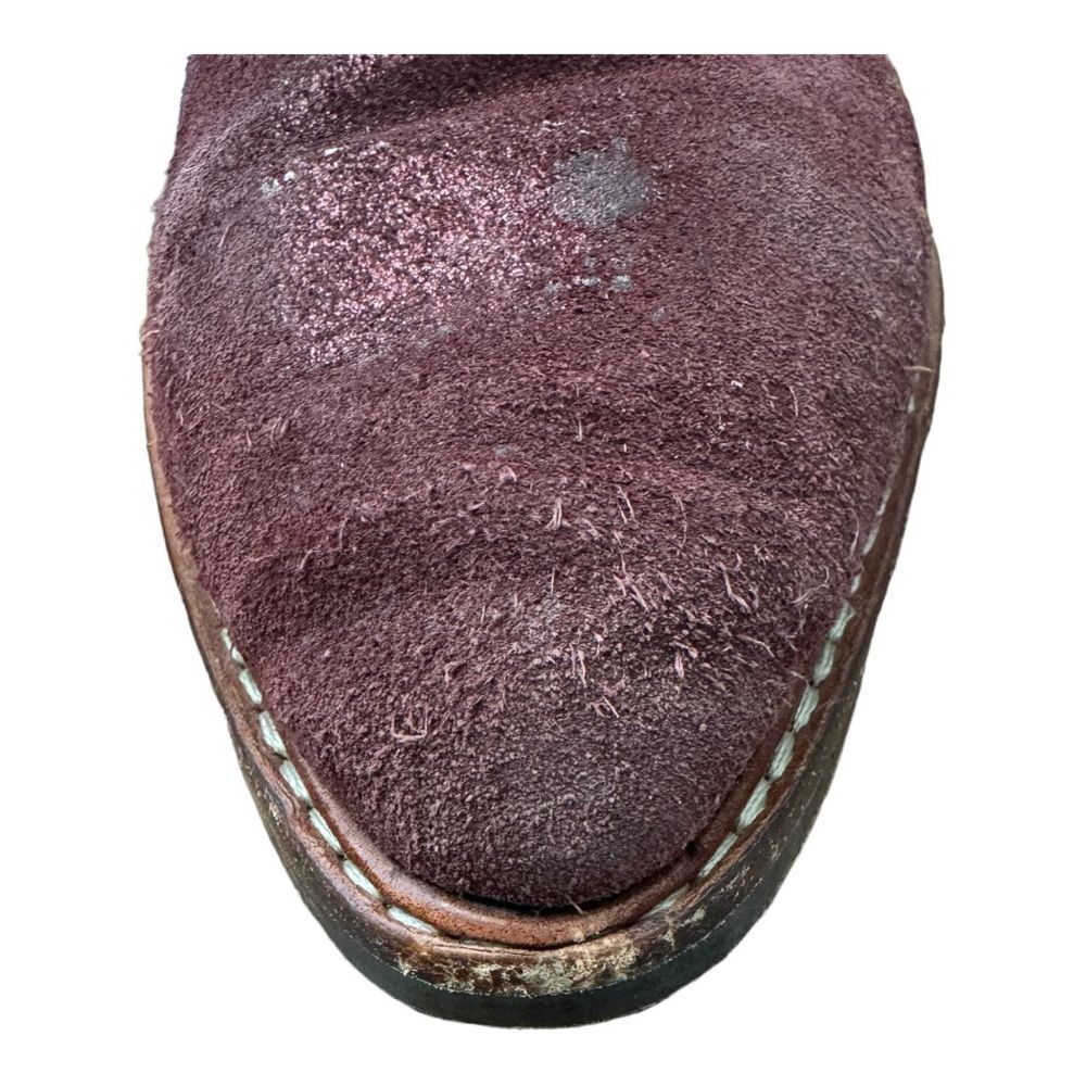 Coach Bowery Chelsea Boot Maroon Glitter Suede Western Leather Women’s Size 9.5 - Picture 11 of 13